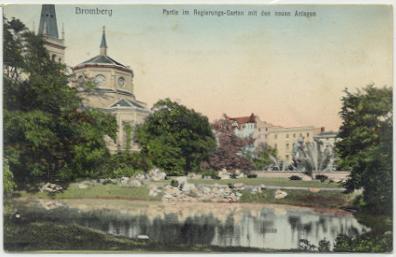 Bromberg - Partie im Regierungs-Garten mit den neuen Anlagen 1906