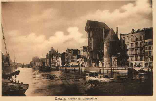 Danzig - Krantor mit Langebrcke 1910
