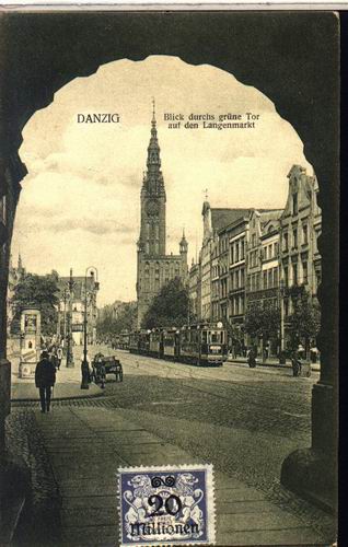 Danzig - Blick durchs grne Tor auf den Langenmarkt