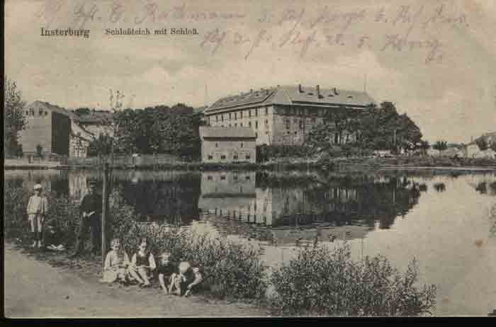 Insterburg - Schloteich mit Schlo 1915