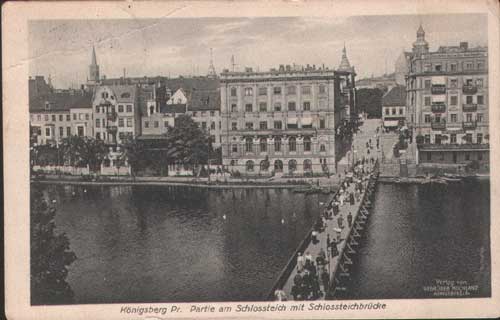Knigsberg - Partie am Schloteich mit Schlossteichbrcke 1916