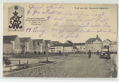 Knigsberg - Gru aus der Grenadier-Kaserne 1915